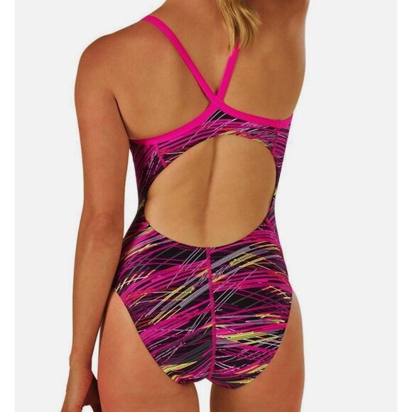 SPEEDO Fragments Drill Back PowerFlex Pink Swimsuit Women's size 10 / 36 NWT - Picture 3 of 14